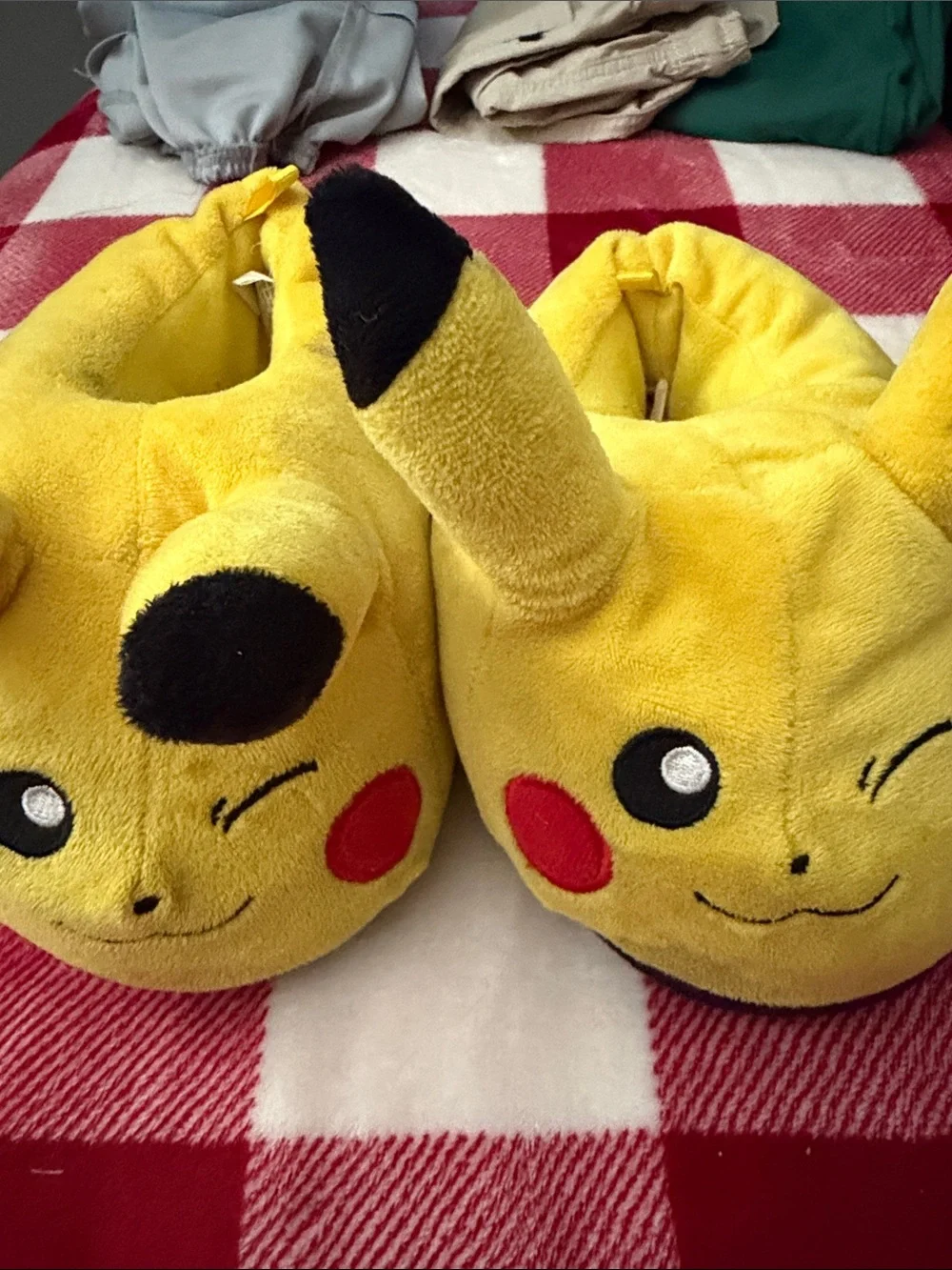 Pikachu Plush Kids One-Piece Slippers - Yellow